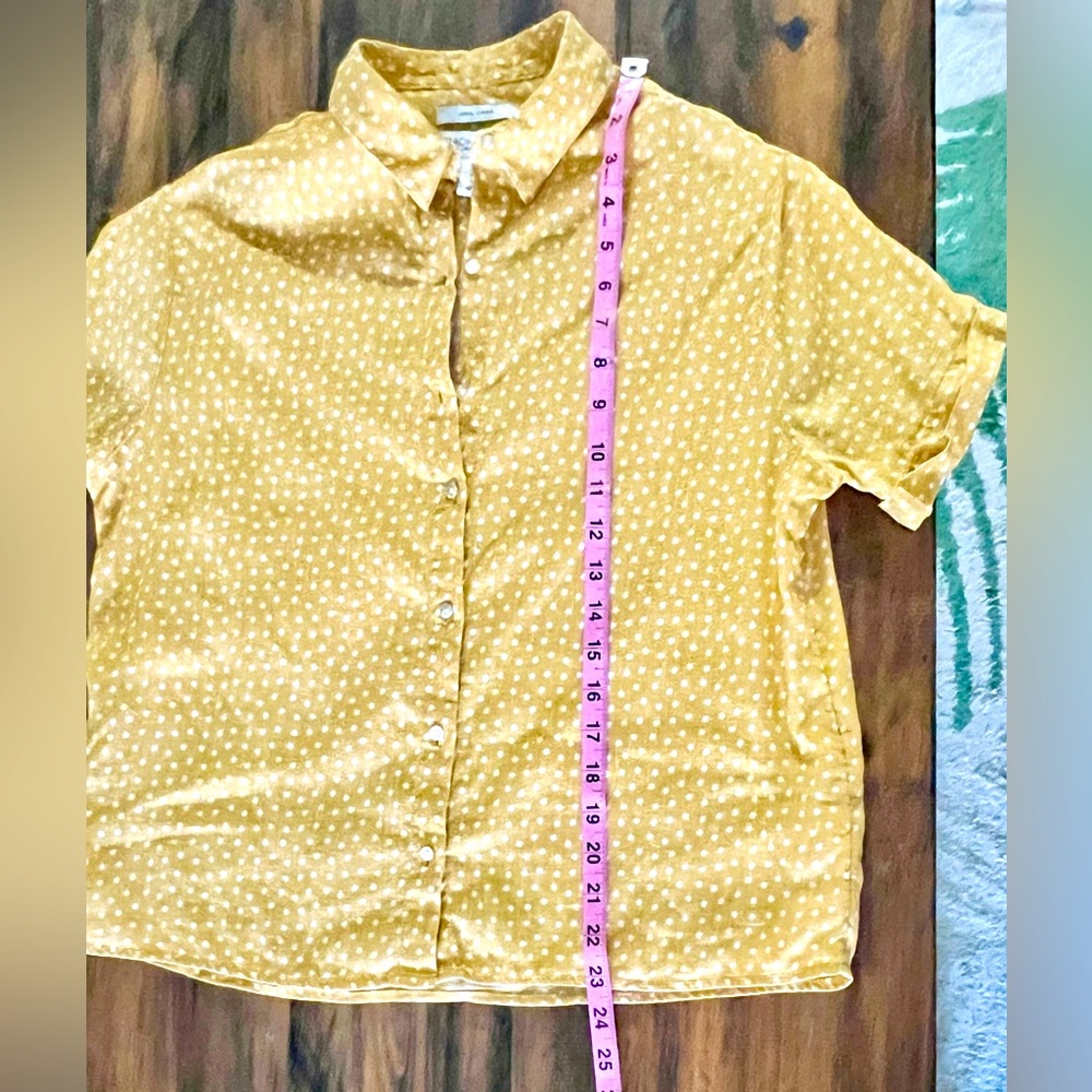 Rachel Zoe | Linen | Yellow + White Polka Dot Button Top | EUC Like New - Picture 7 of 10